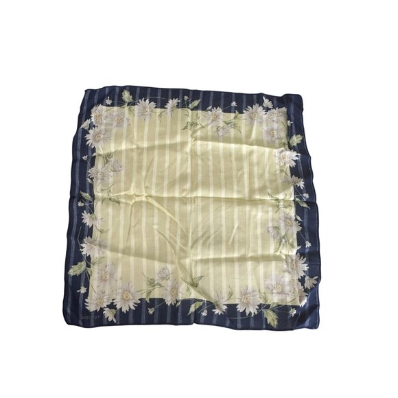 RENOMA Paris Floral Daisy Print 16" by 16" Cotton Scarf - Picture 2 of 6